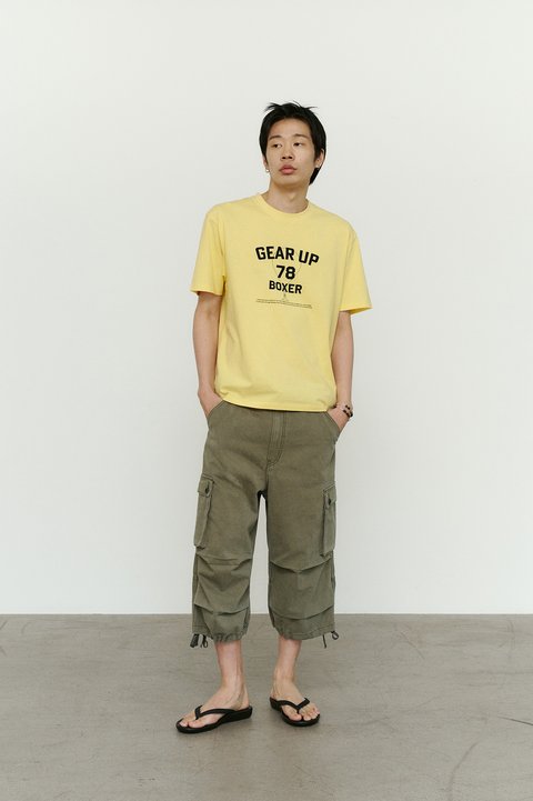 CHOWOO Vintage Military Capri Cargo Pants - Khaki