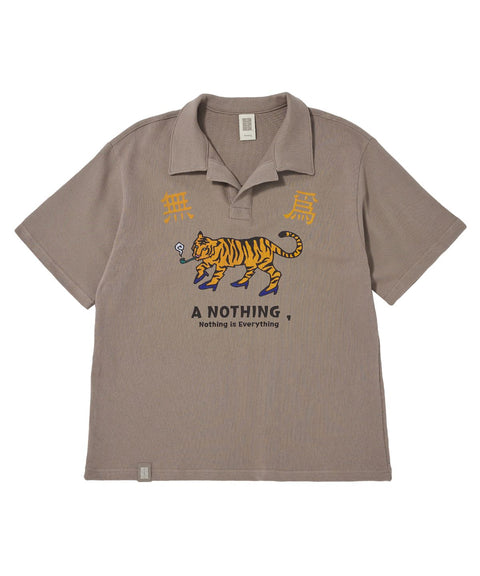 MU-WI PIN-KNIT 1/2 COLLAR-TEE - Beige