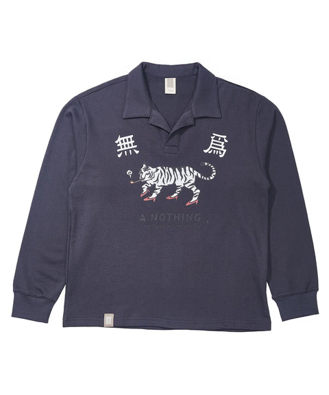 MU-WI PIN-KNIT COLLAR-TEE - Charcoal