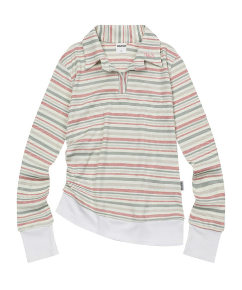 Layered Stripe Polo Long Sleeve Top