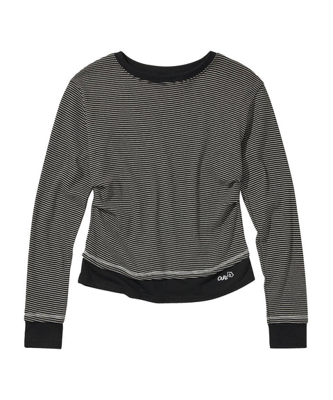 Contrast Stripe Pintuck Long Sleeve T-Shirt