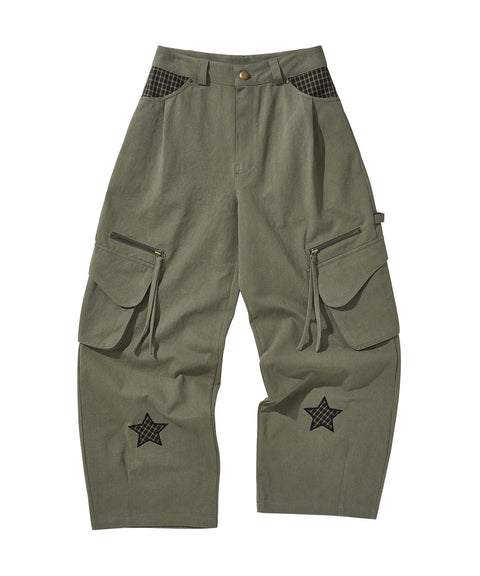 Star Check Contrast Stud Cargo Pants