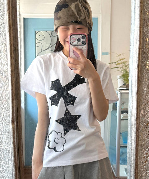 Cross Flower Stud T-Shirt
