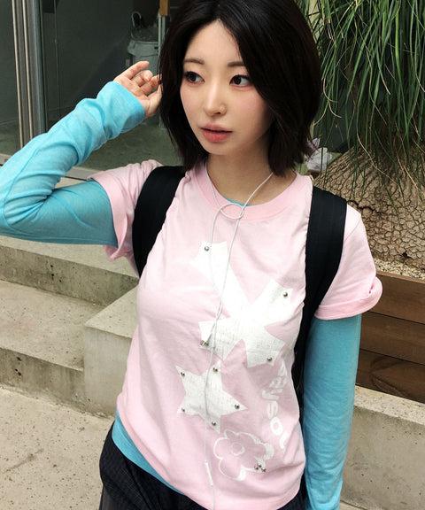 Cross Flower Stud T-Shirt