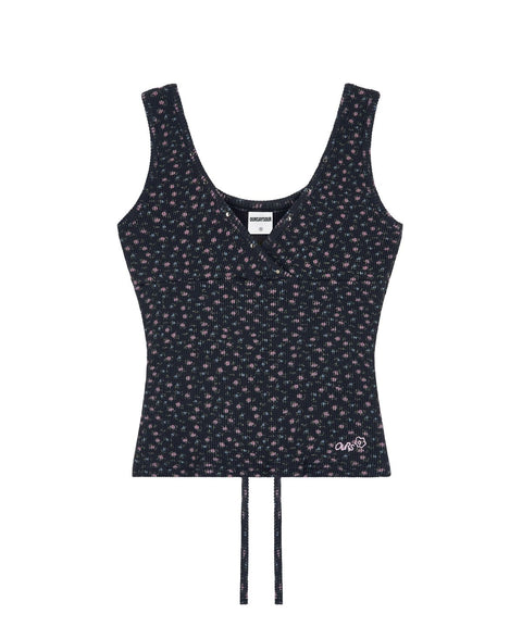 Floral Stud Drawstring Tank Top