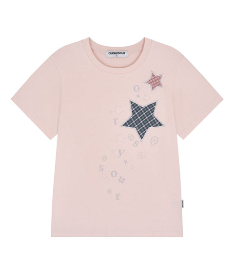 Check Two Star Applique T-Shirt