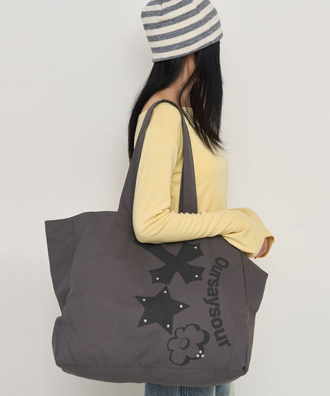 Cross Flower Stud Shopper Bag