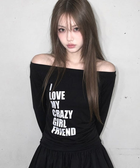 Loose Fit Cropped One Shoulder Long Sleeve Top