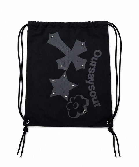 Cross Flower Stud Drawstring Bag