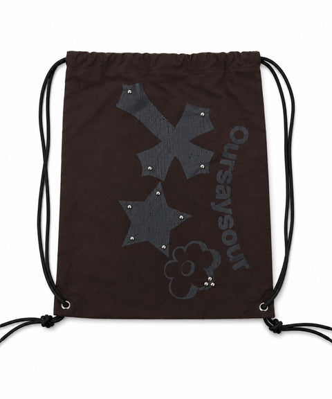 Cross Flower Stud Drawstring Bag