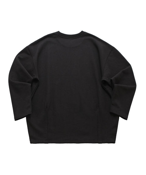 HEAVY-TERRY BALLOON SWEAT BOX TEE - Black