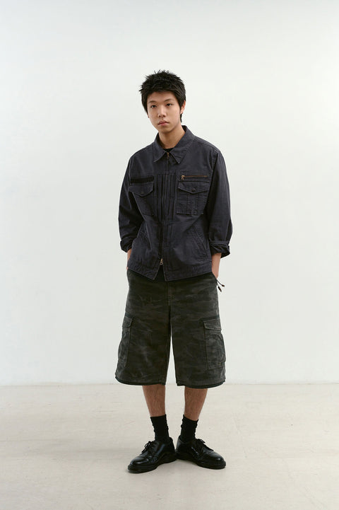 CHOWOO Camo Field Cargo Shorts - Gray