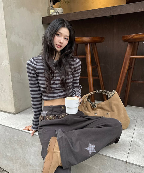 Star Check Contrast Stud Cargo Pants