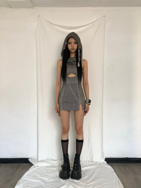 Washing hoodie mini dress