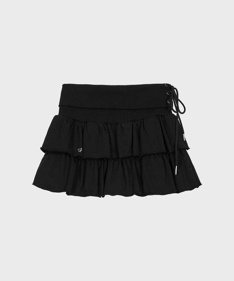 ALKI ALKA Ruffle Jersey Skirt (Black) 1