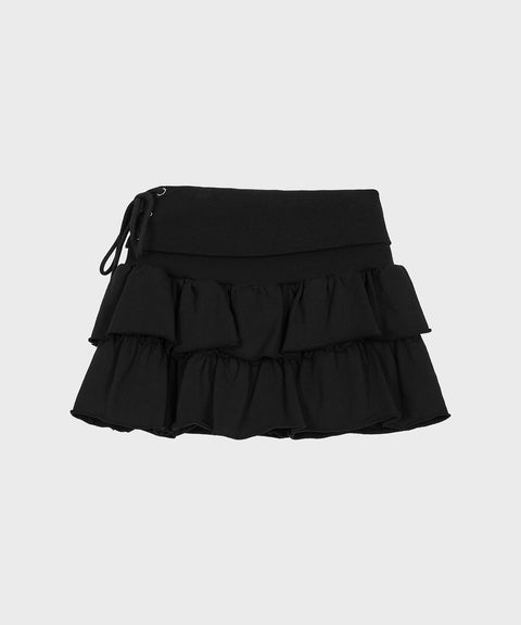 ALKI ALKA Ruffle Jersey Skirt (Black) 4