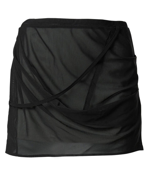 FLAREUP Draped Mesh Mini Skirt – Black 1