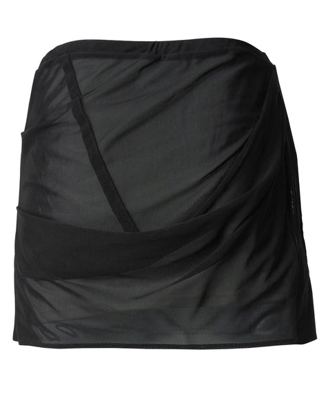 FLAREUP Draped Mesh Mini Skirt – Black 2