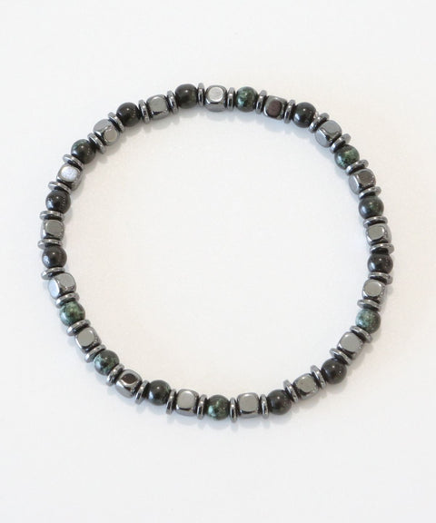 JULIUS1_Unisex Urethane Hematite Gemstone Bracelet JSB-027