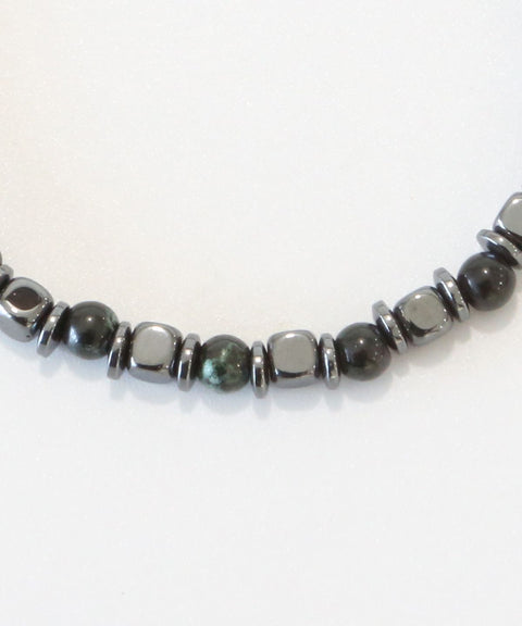 JULIUS1_Unisex Urethane Hematite Gemstone Bracelet JSB-027