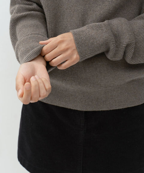 MUSINSA STANDARD WOMAN_VICTORIA WOOL Women's Minimal Ribbed Quarter-Zip Sweater Taupe