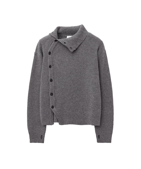 MISEKISEOUL MEN_High neck side button knit CHARCOAL