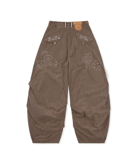 RUNAKI'HU'_WXP103 Tsumugi Corduroy Padded Jacket Pants (Brown)