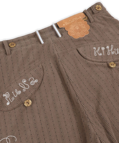 RUNAKI'HU'_WXP103 Tsumugi Corduroy Padded Jacket Pants (Brown)