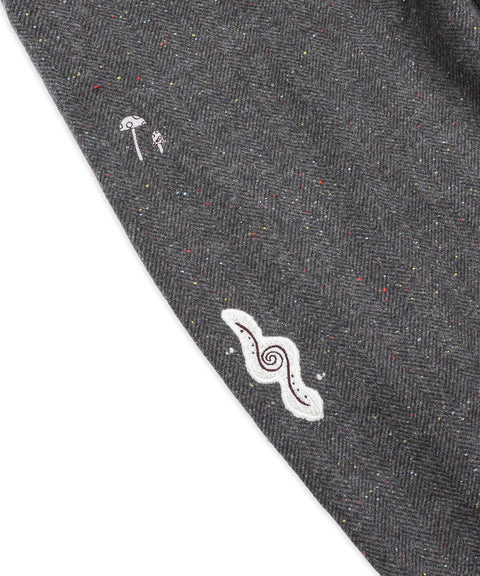 RUNAKI'HU'_WXP119 Oriori Herringbone Wide Fit Pants (Gray)