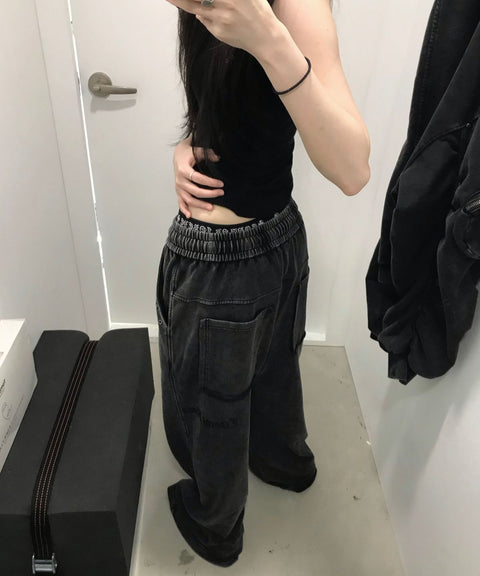 LIBERALNEWS_Multi-Strap Wide Sweatpants_Gray