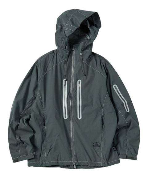 Waterproof zip-up hooded jacket khaki charcoal