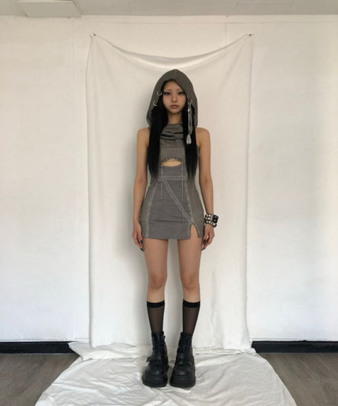 Washing hoodie mini dress