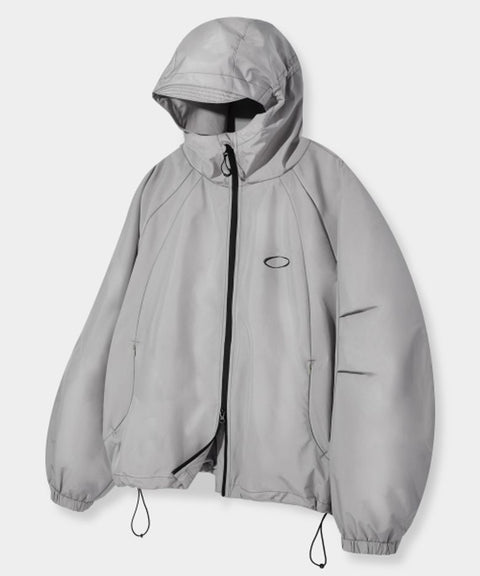 Balaclava Slash Hood Zip-Up_Windbreaker Gray