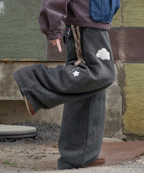 WXP119 Oriori Herringbone Wide Fit Pants (Gray)