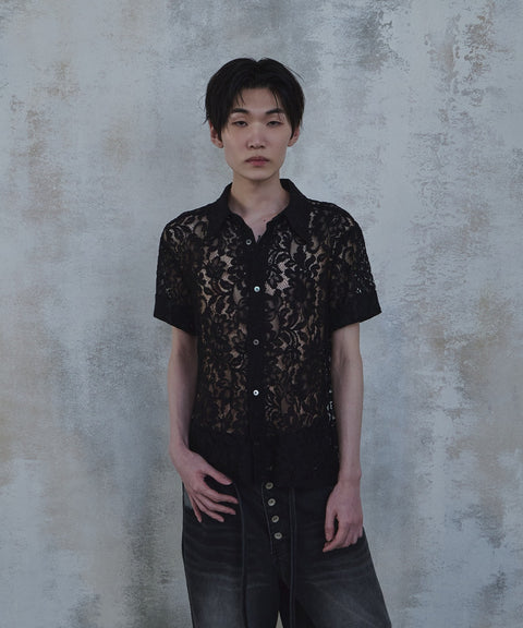 Lace Cropped Short Sleeve Shirt — gallery 469