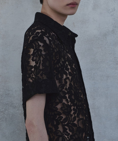 Lace Cropped Short Sleeve Shirt — gallery 475