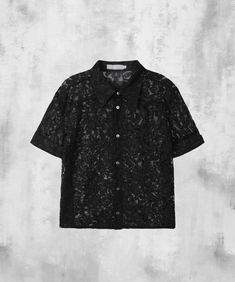 Lace Cropped Short Sleeve Shirt — gallery 478