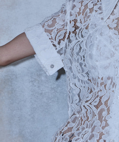 Lace Cropped Short Sleeve Shirt — gallery 494