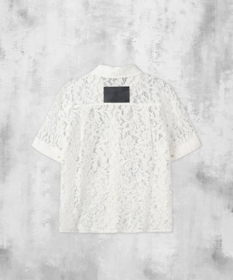 Lace Cropped Short Sleeve Shirt — gallery 500
