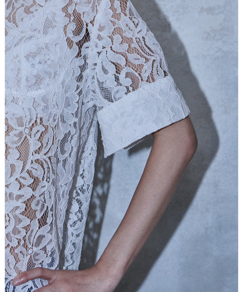 Lace Cropped Short Sleeve Shirt — detail 504