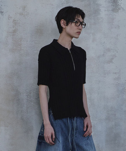 Double Collar Half-Zip Knit — gallery 604