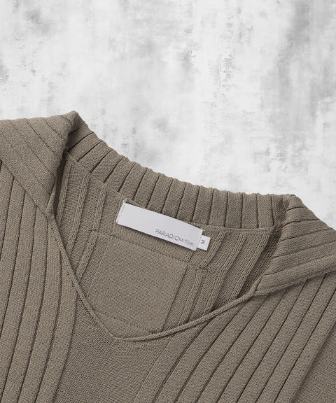 Fold-In Collar V-Neck Knit — gallery 640
