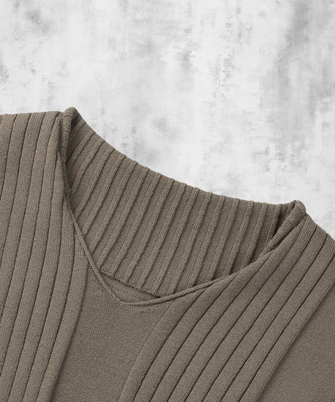 Fold-In Collar V-Neck Knit — gallery 644