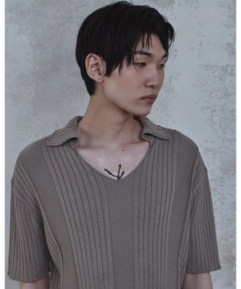Fold-In Collar V-Neck Knit — detail 645