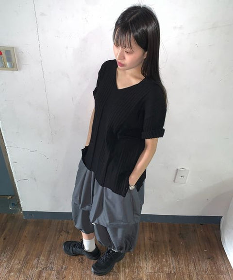 Fold-In Collar V-Neck Knit — snap 650