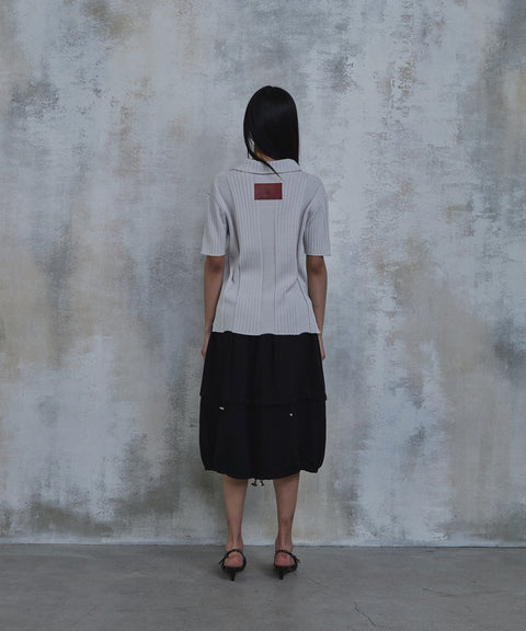 Fold-In Collar V-Neck Knit — gallery 676