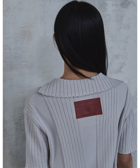 Fold-In Collar V-Neck Knit — detail 682