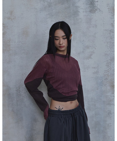 Waved Panel Long Sleeve T-Shirt — detail 700