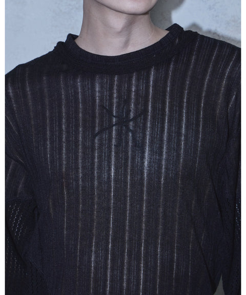 Waved Panel Long Sleeve T-Shirt — detail 724