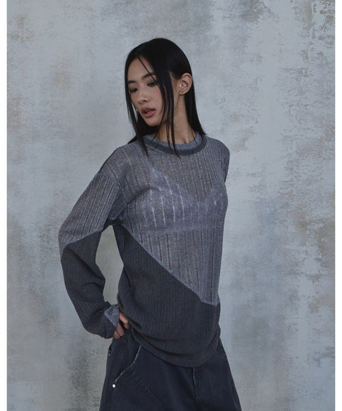 Waved Panel Long Sleeve T-Shirt — detail 737